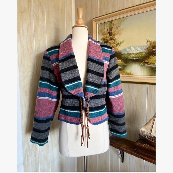 Vintage Jackets & Blazers - Mid-West Garment Co • Striped Wool Jacket